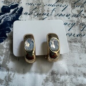 Elegant Gold and Crystal Huggie Earrings